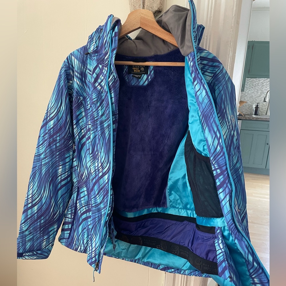 Mountain Hardwear Women's Blue Teal Patterned Ski Jacket